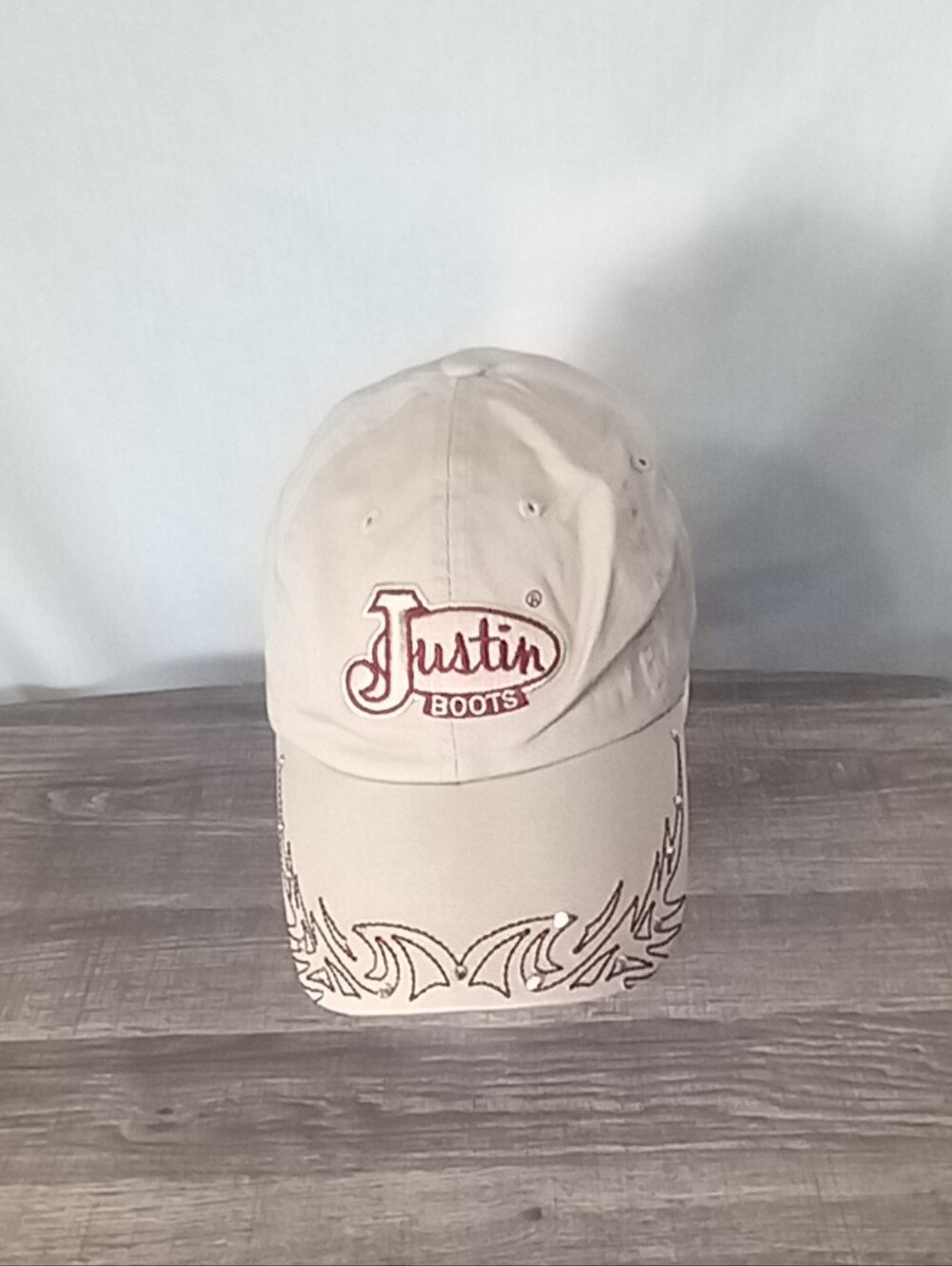 Justin Boots Womens Biege Embroidered Logo Baseball Cap Size OS